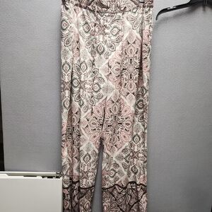 Chic Paisley Wide Leg Pants - Pink and Black